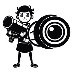 person holding a massive camera