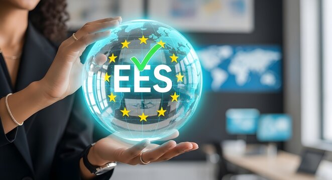 EES Globe in Hands of Businesswoman