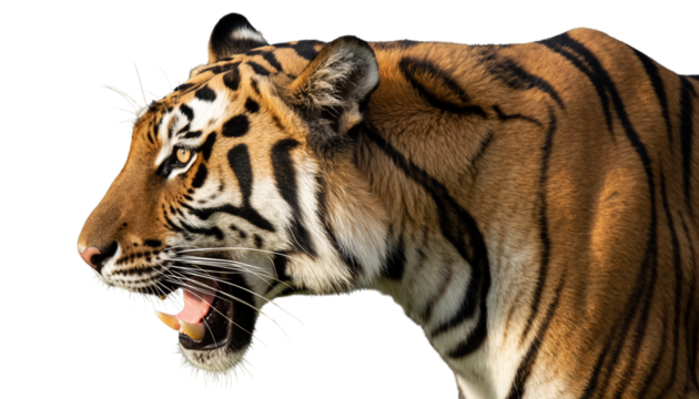 Angry bengal tiger on transparent background PNG