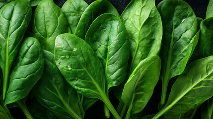 Fototapeta premium green spinach leaves arranged neatly, natural matte texture, perfect soft lighting