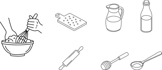 Sketch of various objects on a white background