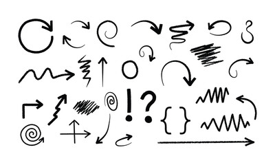 Hand drawn arrows and symbols doodle collection