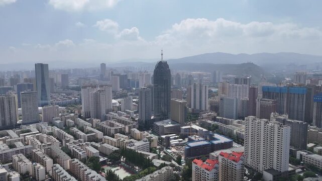 Xining Skyline Aerial Shot - Blue Sky and Clouds