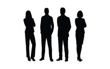 Professional business team standing silhouettes against white
