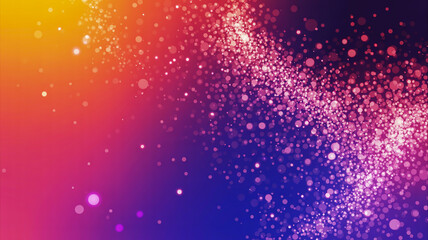 Abstract colorful background with sparkling glitter particles flowing diagonally across the frame