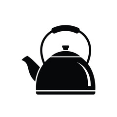 Black silhouette icon of a classic stovetop kettle