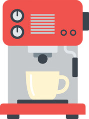 Espresso Coffee Machine Vector Illustration Flat Design Style for Home and Cafe Brewing