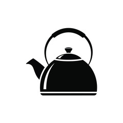 Black silhouette icon of a classic kettle