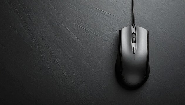 Black Computer Mouse on Dark Surface