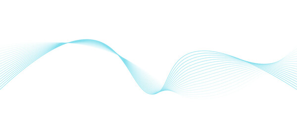 Abstract blue smooth waves on white background.Vector illustration