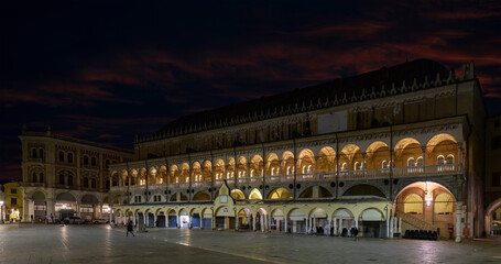A night view of the Palazzo della Ragione in Padua, Italy.