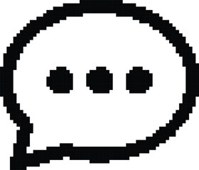 Hand made Pixel art speech bubble icon simple black and white vector illustration isolated on a clean background for user interface design By illustrator