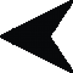 Hand made Pixelated arrow icon pointing left simple black glyph design By illustrator for user interface and navigation