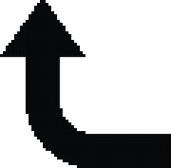 Hand made Simple black arrow icon pointing up and right pixelated vector design element By illustrator