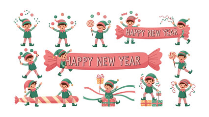 Holiday Cheer Collection: Whimsical illustrations capture the essence of holiday festivities with joyful elves and celebratory banners. Each scene is filled with energy.