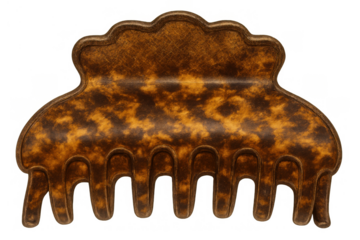 Tortoiseshell claw hair clip enhancing elegant hairstyles and fashion accessory beauty with transparent background