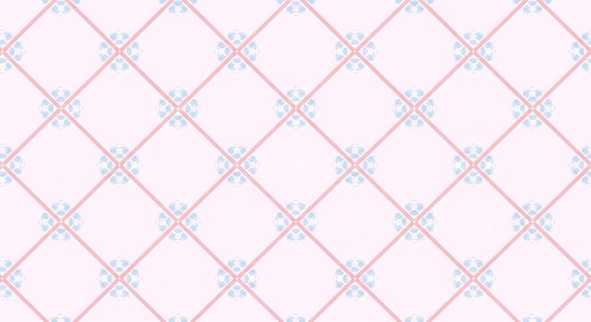Fototapeta Delicate pastel diamond lattice pattern with subtle floral accents