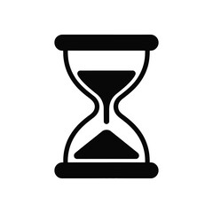 Black hourglass icon symbolizing time, deadlines, and countdown on a white background