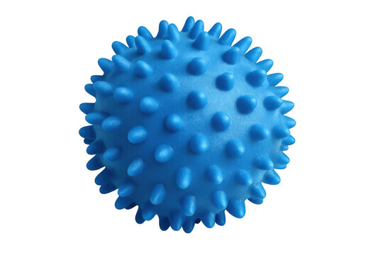 Blue spiky massage ball stimulating muscles, relieving pain, and aiding physical therapy or stress relief on a transparent background - Powered by Adobe