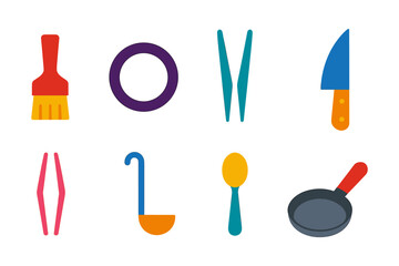 Colorful kitchen tools collection for cooking enthusiasts and chefs