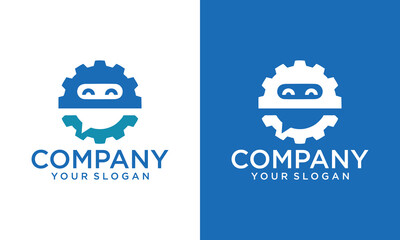 Gear robot logo template design vector