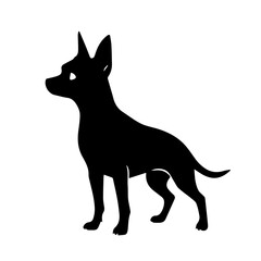 balck and white vector silhouette of dog on white background