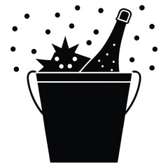 festive champagne bucket vector icon