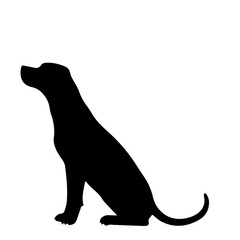 balck and white vector silhouette of dog on white background