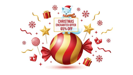 Festive Christmas Offer: A charming illustration capturing the holiday spirit with a cute illustration, offering a delightful Christmas Enchanted Offer for a special event.