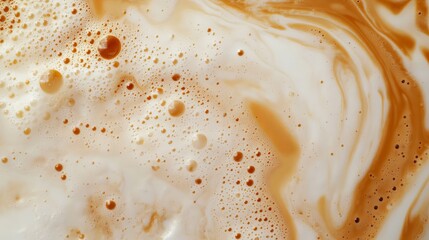 Indulge in the swirl of creamy coffee foam, a delicious texture for your project, advertising, or design needs with its captivating blend