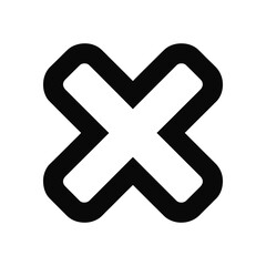 Fototapeta premium Black multiplication x mark icon with rounded edges on a white background
