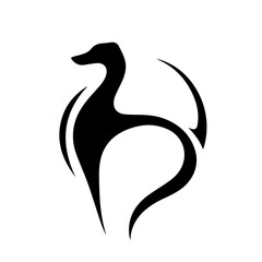 Fototapeta premium balck and white vector silhouette of dog on white background