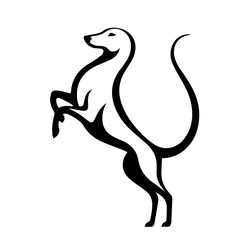 balck and white vector silhouette of dog on white background