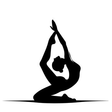 balck and white vector silhouette of yoga on white background