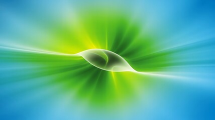 Abstract glowing energy burst with green and blue light rays