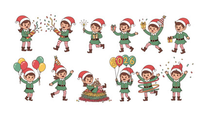 Holiday Elf: a collection of whimsical elves bring a sense of festivity. Wearing festive attire, they engage in playful activities, radiating joy and excitement. 