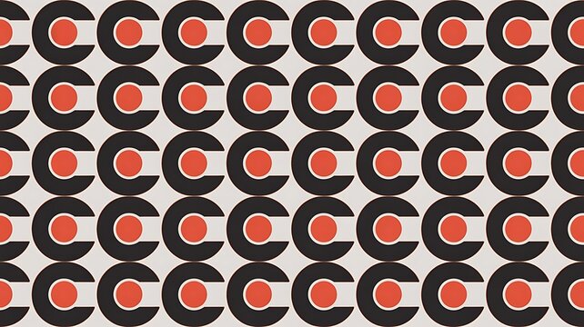 Retro geometric pattern with circles and concentric rings