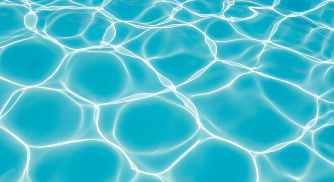 Abstract pattern of sunlight reflecting on clear blue swimming pool water - Powered by Adobe