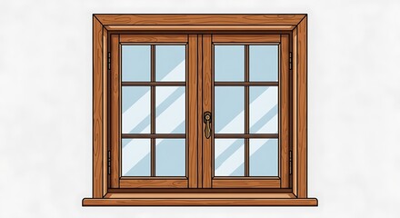 Obraz premium Classic Wooden Window with Glass Panes and Frame.