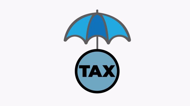 Blue umbrella over a circle with tax, representing financial protection. Ideal for taxrelated articles, blogs, websites, or financial concepts visuals.