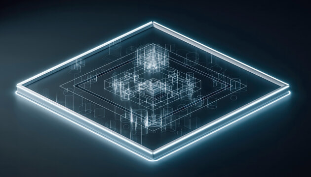 Cybernetic Blueprint: a futuristic depiction of intricate data processing, an artistic representation of technology.