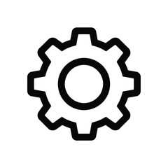 Black gear icon on a white background illustration of cog symbol