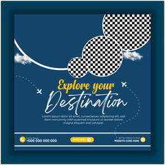 Travel social media post template with scenic destination collages