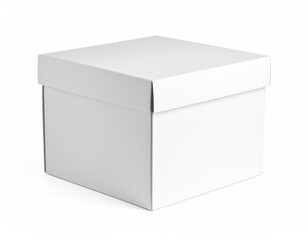Plain white lidded square box, simple and isolated
