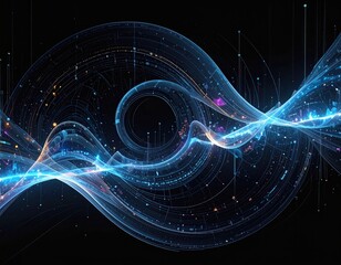 Abstract light streams flow on black