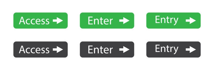 Access, Enter, and Entry Button Icon Set with Arrow, UI/UX&nbsp;Design