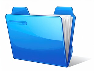 Glossy blue folder, paper inside