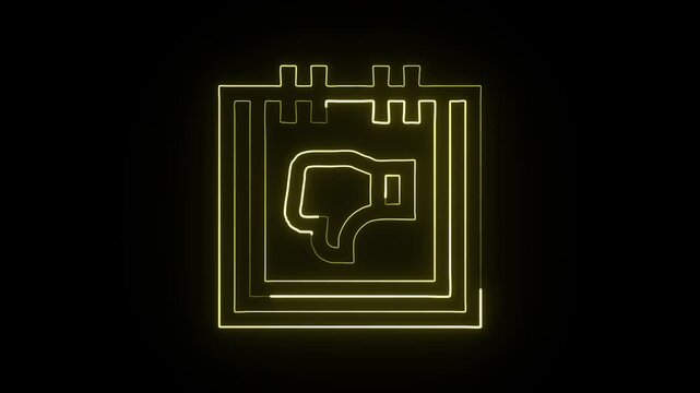 Glowing neon line Bad Day icon with animated tears. Emotion animation HD video isolated on black background