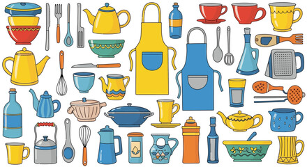 Delightful kitchenware collection perfect for cooking enthusiasts and home decor projects, adds charm to culinary designs