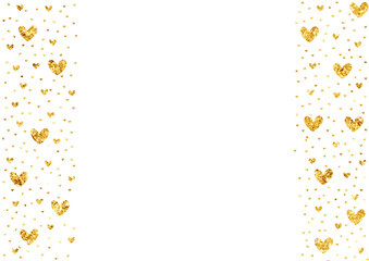 Golden glitter hearts frame vector svg